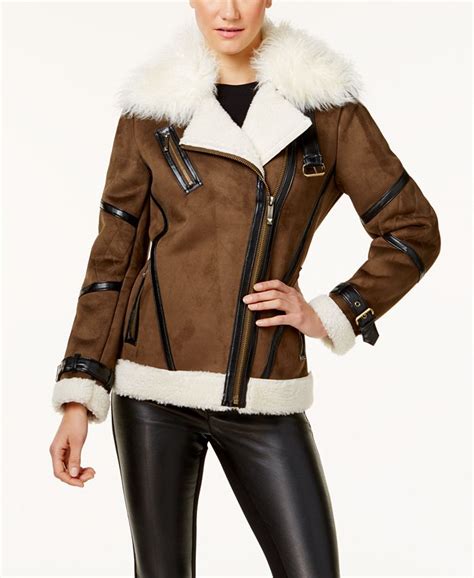 michael kors faux shearling trim quilted puffer jacket|faux shearling puffer jacket.